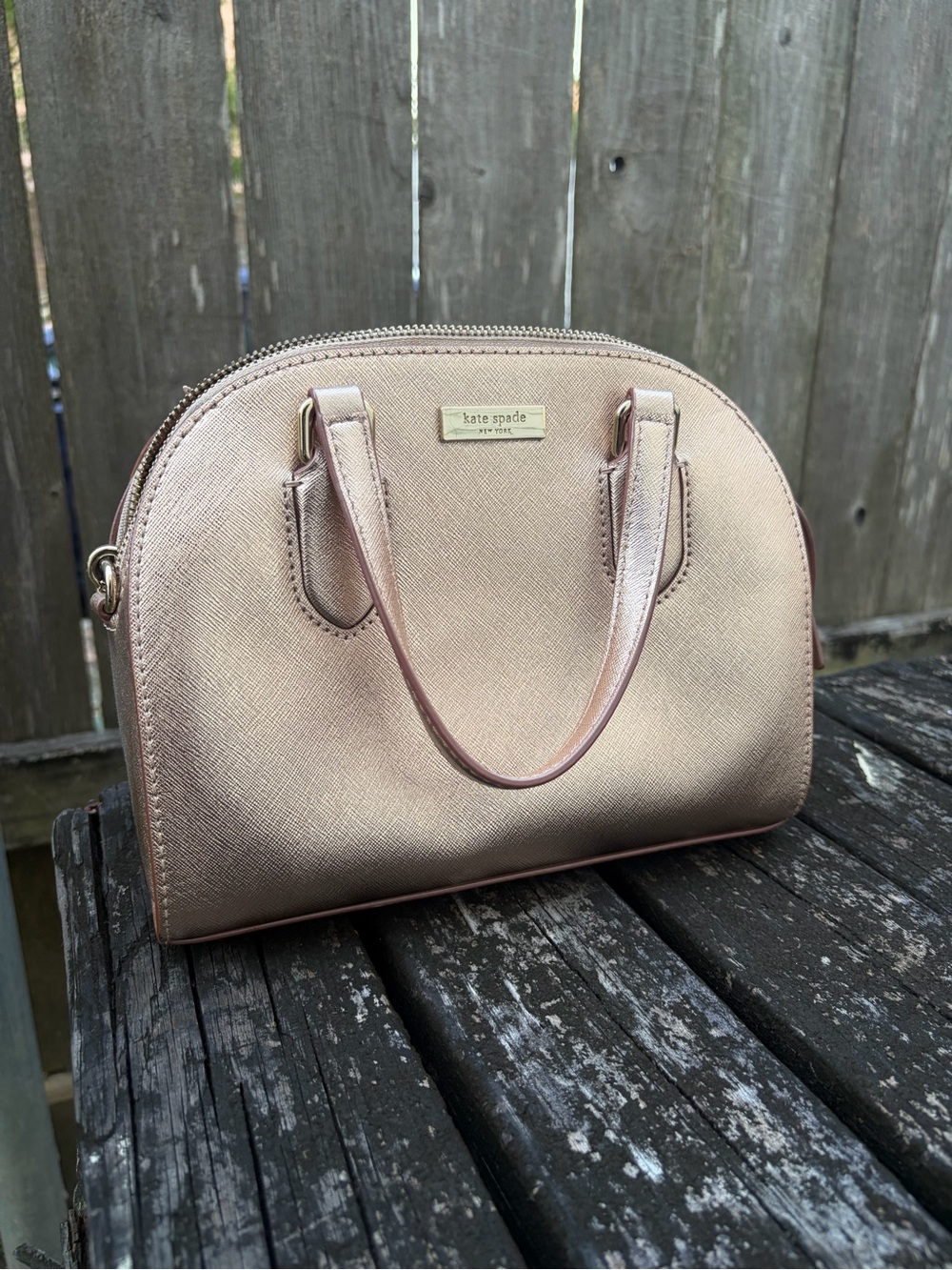 kate Spade Metallic Rose Gold Dome Satchel